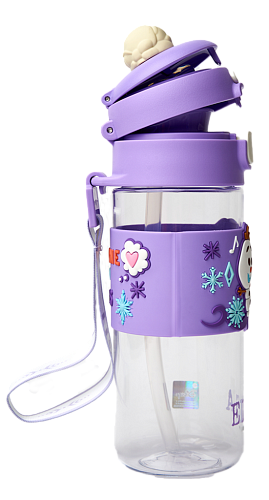 Бутылка для воды детская - ELSA (Эльза), 600 мл, с трубочкой
